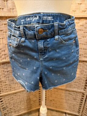 Cat & Jack Blue Denim Heart Print Girls Shorts